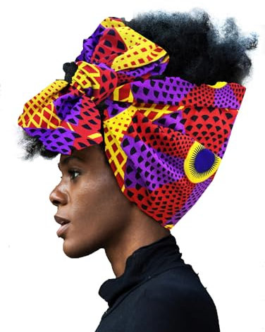 HongyuAmy Afrikanisches Kopftuch, extra lang, 183,9 x 55,9 cm, Wachsdruck, Kopftuch für Damen, color-f, Einheitsgröße