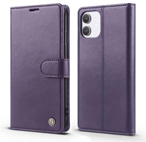 LOLFZ Wallet Case for iPhone 11, [RFID Blocking Card Slots][Kickstand][Magnetic Closure] Flip Case PU Leather Shockproof Protective Phone Cover for iPhone 11 - Purple