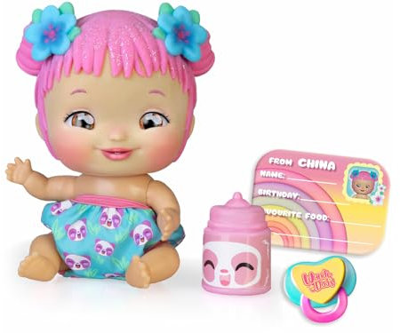 WANDI-DOO'S from China, asiatische Babypuppe aus China, spricht mit der universellen Babysprache, DOO DOO DOO, Pandabärwindel mit 2 Zubehörteilen, Flasche und Schnuller, Berühmt (WAD02000)
