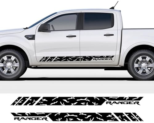 LYABYT 2PCS Auto Tür Seite Streifen Aufkleber Black Edition Wildtrak Tuning Auto Zubehör Vinyl Aufkleber, für Ford Ranger Tremor XLT Raptor