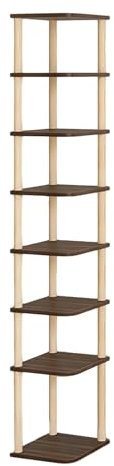 4-8 Tiers Corner Bookshelf,Freestanding Corner Bookcase,Etagere Shelf Standing Shelving Unit for Small Space Study Room Living Room Office(Brown,8-tiers)