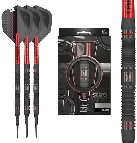 Target Darts Scope Softdarts, 90% Tungsten Dart-Set, Barrel 10-18G | Rote & Schwarze, Dart-Set mit Pixel-Spitzen, Elektronische Darts, Softdarts