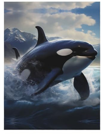 YYHWHJDE Orca Killer-Wal-Muster, superweiche Decke, 203,2 x 152,4 cm, Überwurf, leicht, warm, langlebig, geeignet für Bett, Sofa