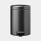 Brabantia NewIcon Small Bathroom Bin with Lid 5L | Odour-Proof Pedal Bin with Removable Inner Bucket for Bathroom, Toilet, or Small Spaces | Confident Grey