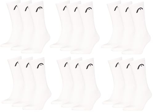 HEAD Herren Sportsocken Crew Socken Unisex 18P (43-46, White)