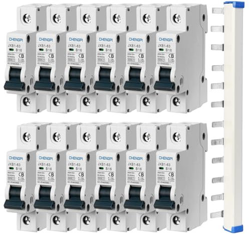 CHENGPI 12 * Leistungsschalter Set B16A,Leitungsschutzschalter mit Phasenschiene/Stromkreisunterbrecher