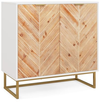 GOPLUS Armario de Almacenmaiento con Puertas, Aparador de 2 Puertas, Alacena de Cocina con Patas Metálicas, Mesa de Consola Independiente para Comedor, Sala de Estar, Entrada (Blanco)