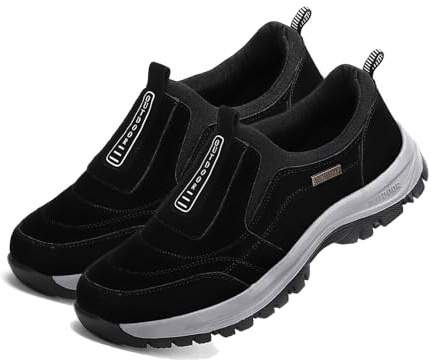 Lockenstab Orthopädische Schuhe Herren Leichte Schuhe Herren Sneaker Outdoor Wanderschuhe Herren Wasserdicht Extra Weit Leinenschuhe Wasserdicht Walking Schuhe Hallux Valgus Schuhe(Schwarz,48 EU)