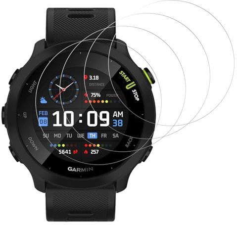 IQShield Protector de Pantalla para Garmin Forerunner 55 Cristal Templado, Cobertura Completa, Sensible al Tacto, Sin Burbujas, Anti-Rayaduras, Vidrio Templado para Forerunner 55-4 Piezas