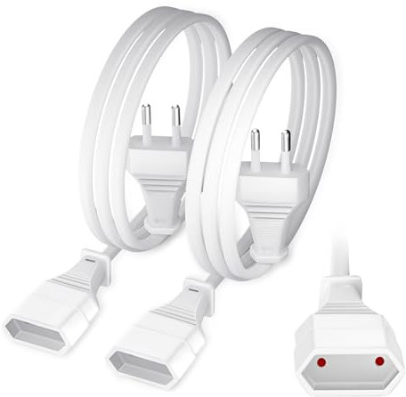 1m Cavo 2 Pezzi Elettrico, Prolunga di Rete, Estensione Connettore Presa Euro su Tipo C, Spina TV PC Computer Monitor Elettrodomestici Lampade - Nero (1 Metro, 2 Pezzi)