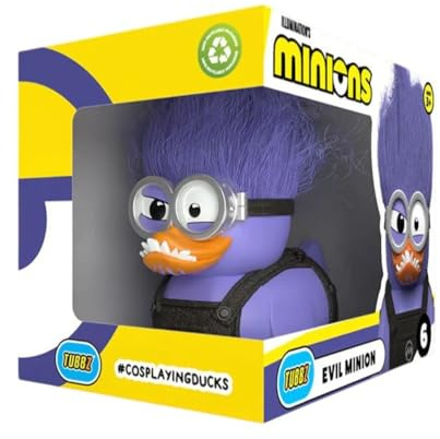 TUBBZ Minions – Lila Minion-Gummiente – Sammelfiguren, verpackt, 8.9cm | Offizielles Merchandise zu den Minions-Filmen, lila Minions Ente Vinylfigur Geschenk für Kinder und oder zur Dekoration.
