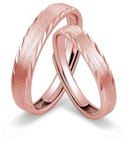 Meissa Bagues de Couple pour Homme et Femme Anneaux de Mariage en Argent Sterling 925 Finition Satinée Simple Bagues de Promesse Assorties Taille Ajustable