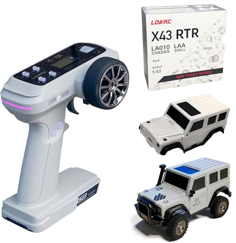 NBJIALIN LDARC 1:43 Mini RC Crawler RTR RC-Rock-Truck 4x4 2,4 GHz Hobby Fernsteuerungsauto Modellfahrzeug RC-Buggy, Wird mit Einer austauschbaren Karosserie zum Selberbauen geliefert (Silber)