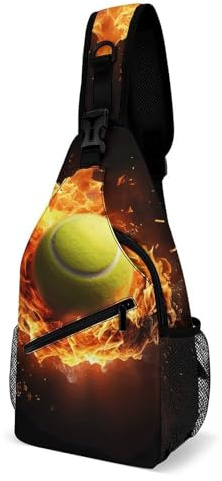 LOKLNEYK Lässige Brusttasche Tennis on Fire Crossbody Sling Rucksack Tagesrucksack für Outdoor Wandern Reisen