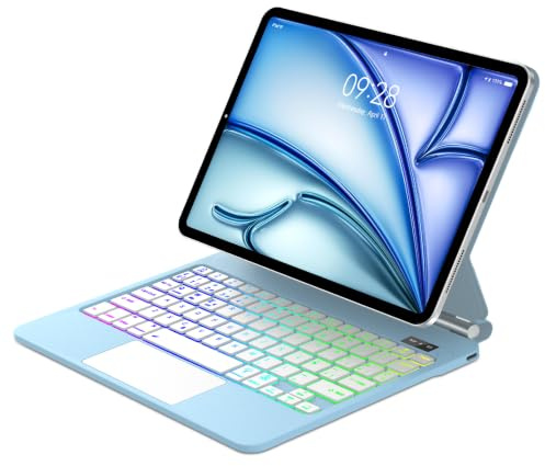 FOGARI Magic Keyboard für iPad Air 11 Zoll (M4/M3/M2 2026/2025/2024) | Magic Keyboard für iPad Pro 11 (4/3/2/1 Gen)/Air 5./4. mit Trackpad, 7 Farben Beleuchtungm und Magnetischer Ständer, Blau
