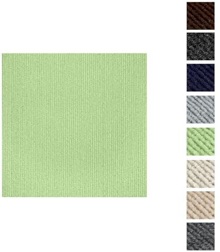 Kongming Teppichfliesen selbstklebend waschbar, 10 Stücke Teppichfliesen selbstliegend 30x30cm, Teppich Fliesen mit Rückendeckung, Teppich Bodenbelag für Wohnung, Büro, Gewerbe (Teppich Grün)