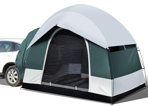 Universal Heckzelt SUV Zelt zum Campen, 6 Personen Autocampingzelt, SUV Heckklappenzelt für Außenbereich, Einfach aufzubauendes Zelt mit Regendach, 250 x 250 x 210 cm, für Auto, CUV, Minivan (Grün)