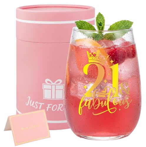 Bliceon 21st Birthday Gifts for Girls, 15oz Personalised Wine Glass, 21st Birthday Wine Glass for Women, Friends, Family Anniversary Glasses, Birthdays Party, Retirement Gifts