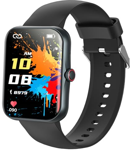 PTHTECHUS Montre Connectée Enfant avec Appel Bluetooth, 1,83 Fitness Tracker pour Garçon Fille 5-16 Ans, 120+ Modes Sport Podomètre Réveil Jeux Étanche IP68 Cadeau Anniversaire, Noir
