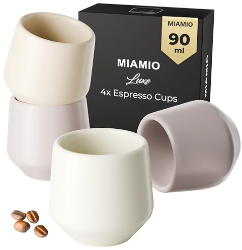 MIAMIO - Tazas de Espresso Set de 4, Cerámica (80ml) - Luxe (Cream Rose)