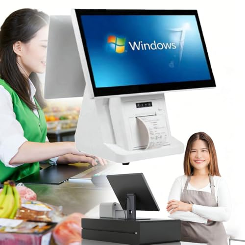 DPDZSW Caisse enregistreuse Intelligente, Caisse enregistreuse Tout-en-Un, Moniteur de Caisse à écran Tactile LCD, Terminal de Point de Vente avec Scanner Portable