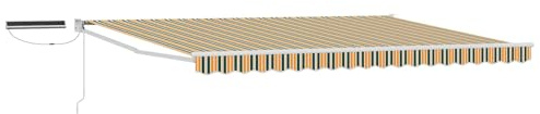 vidaXL Elektrische ausziehbare Markise Grün, Gelb, Weiß 5 x 3 m, Moderne elektrische Markise, Schatten für draußen, Aluminium-Pavilion, ausziehbarer Schutz, Gartenrücksitz, umweltfreundlich