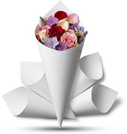 Coni di Carta per Riso e Confetti Matrimonio | 50 Pezzi, Coni Porta Riso e Confetti, 15 cm, per Decorazioni Nuziali, Bomboniere e Coriandoli