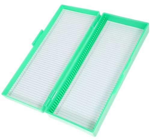 Zerodeko 50 Stück Grüne Objektträgertablett Aufbewahrung aus Papier und ABS für Mikroskop Glasplättchen für Labor und Private Nutzung