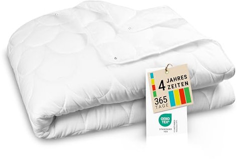 ZOLLNER 4-Jahreszeiten Bettdecke - für Sommer und Winter - aus 2 zusammengeknöpften Decken - waschbar bis 60 °C - 135x200 cm - Hotelqualität - Oeko Tex Zertifiziert