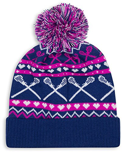ChalkTalkSPORTS Girls Lacrosse Beanie - Lax Girl - One Size Navy/Pink