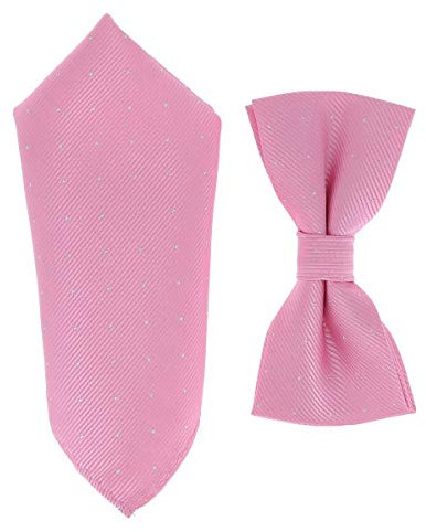 SHIPITNOW Noeud Papillon et Pochette Costume Rose - 18 coloris - Ensemble Noeud Papillon Homme à motif Classe et Mouchoir de Poche - Mariage, Soirée