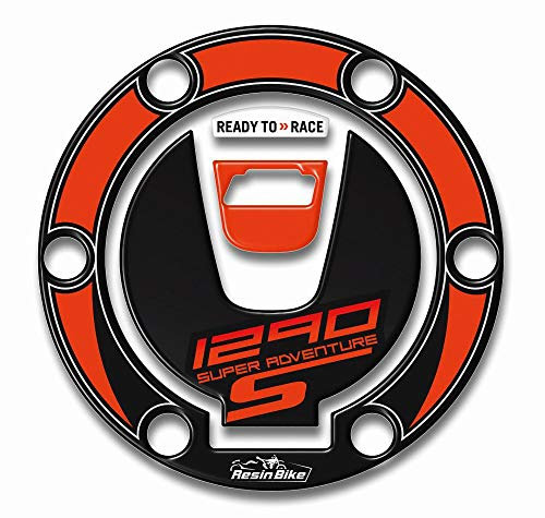 Resin Bike Adesivi Moto Compatibile con KTM 1290 Super Adventure S 2017 2018. Protezione Tappo Serbatoio da Urti e Graffi. Adesivo Resinato con Effetto 3D - Nero