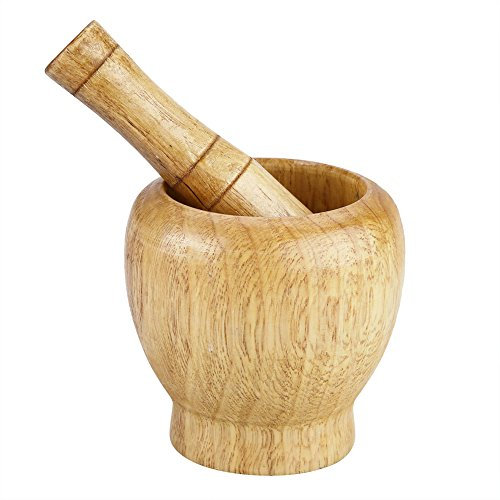 Nikou Mörser-Stößel-Set, Hand, Holz, Gewürze, Küchenset, manuelle Knoblauch-Ingwer-Mahlschüssel, braun