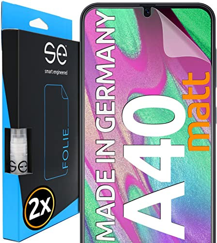2x se® 3D SCHUTZFOLIE Entspiegelt für Samsung Galaxy A40,Anti-Staub, 100% Fingerabdruck & FaceID kompatibel, einfache blasenfreie Installation, Ultra-Klar, Stoß-Kratzfest, aus Deutschland