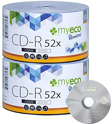 MyEco CD-R CDR 52X 700MB 80Min Economy Markenlogo Top Write Once Blank Media Record Disc 100 Stück