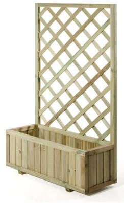 CABEX CO. S.r.l. – Fioriera con Pannello Spalliera Grigliato Rettangolare Cm. 75x25x180 da Balcone, Terrazzo e Giardino, in Legno di Pino/Abete impregnato in Autoclave Modello [628F/25]