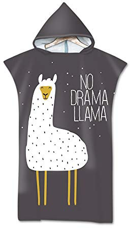 Strand Poncho mit Kapuze, DOTBUY Sommer Handtuch mit Spaß Alpaka Muster für Herren,Damen,Mikrofaser Groß Bademantel,Einfachen Wechsel Sport Surfing Strandtuch (75x110cm,E)