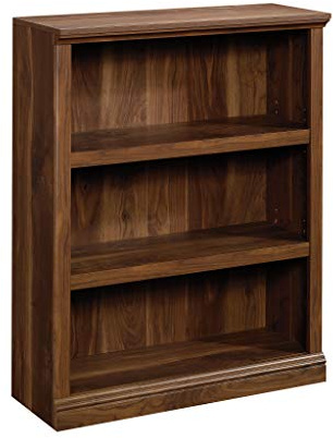 Sauder 3 Tier Book Shelf Wooden Bookcase Multipurpose Bookshelf for Home Office, Living Room, in Grand Walnut