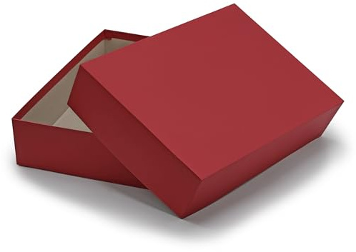 NEUSER PAPIER Geschenkbox mit Deckel DIN A4 – Aufbewahrungsbox Karton Dunkelrot bezogen – Geschenkkarton Schachtel stapelbar 302 x 213 x 70 mm, 10 Stück