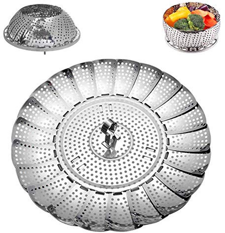 NO Mnixy Cesta de Vapor Plegable,Cesta de Vapor para Verduras de Acero Inoxidable,Bandeja de Vapor Multifuncional para Ollas a Presión,Cocción de Mariscos de Comida Vegetariana al Vapor,18 a 27 cm