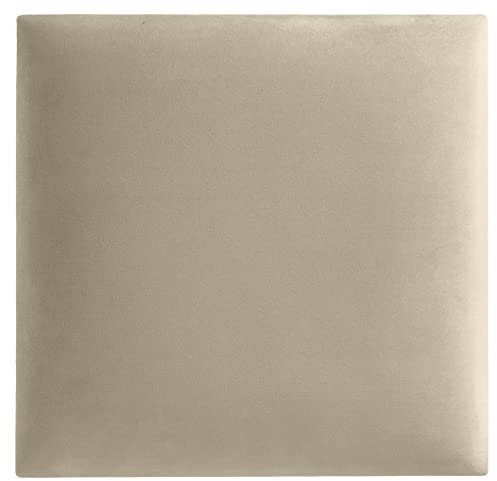 softwalls Wandkissen Samt mit 50mm Polsterung - Bett Kopfteil Wandpolster - Wandverkleidung - Wandpaneele | 30 x 30 Creme Beige