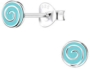 Laimons Damen-Ohrstecker Ohrringe Spirale 6mm türkis Sterling Silber 925