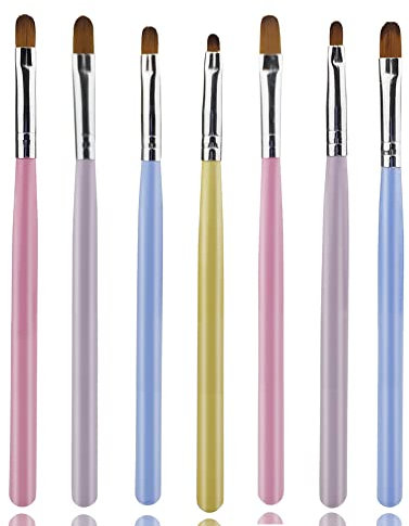 7 pièces pinceau ongle gel Ensemble de pinceaux à ongles Acrylique Nail Brush Kit Brosses et déco d'ongles gel UV pinceau nail art ongles
