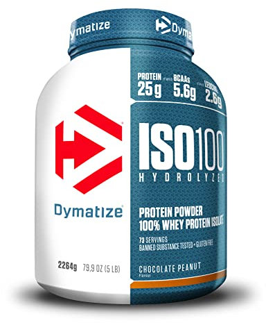 Dymatize ISO 100 Hydrolyzed Chocolate Peanut 2264g - Hidrolizado de Proteína de Suero Whey + Aislado en Polvo