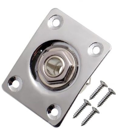JD.Moon Square Metal 1/4 Output Jack Plate Input Jack Socket for Electric Guitar Bass (Chrome)