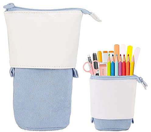 HIQE-FL Federmäppchen Reißverschluss,Pop-Up Bleistifthalter,2-in-1 Schlampermäppchen und Stifteköcher,Student Federmäppchen,Teleskopisch Mäppchen