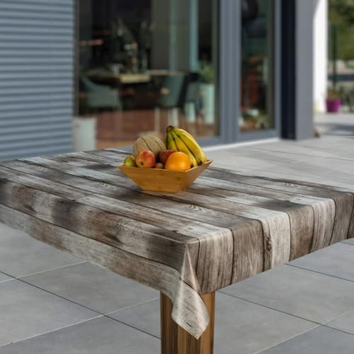 laro Wachstuch-Tischdecke Abwaschbar Garten-Tischdecke Wachstischdecke PVC Plastik-Tischdecken Eckig Meterware Wasserabweisend Abwischbar AS, Muster:Holzoptik l. braun, Größe:140x240