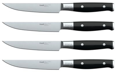 Ninja K32004 Foodi NeverDull System 4-Piece Steak Knife Set, Premium, German Stainless Steel, Black
