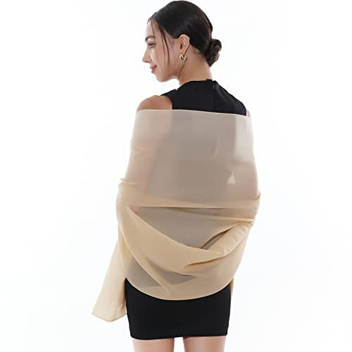 RIIQIICHY Stola Damen Festlich Fur Abendkleid Schultertuch Sommer Chiffon Schals Tücher Pashmina Braun Stola Hochzeit