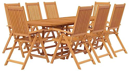 vidaXL Gartenmöbel Set 9-TLG. Gartengarnitur Sitzgruppe Gartenset Sitzgarnitur Gartentisch Esstisch Tisch Stühle Massivholz Akazie